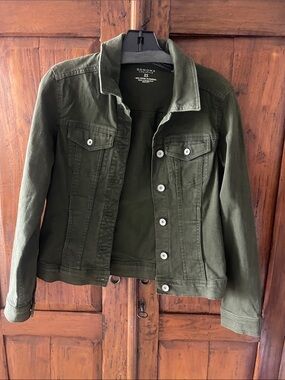 Sonoma Olive Green Denim Jacket with Button Front